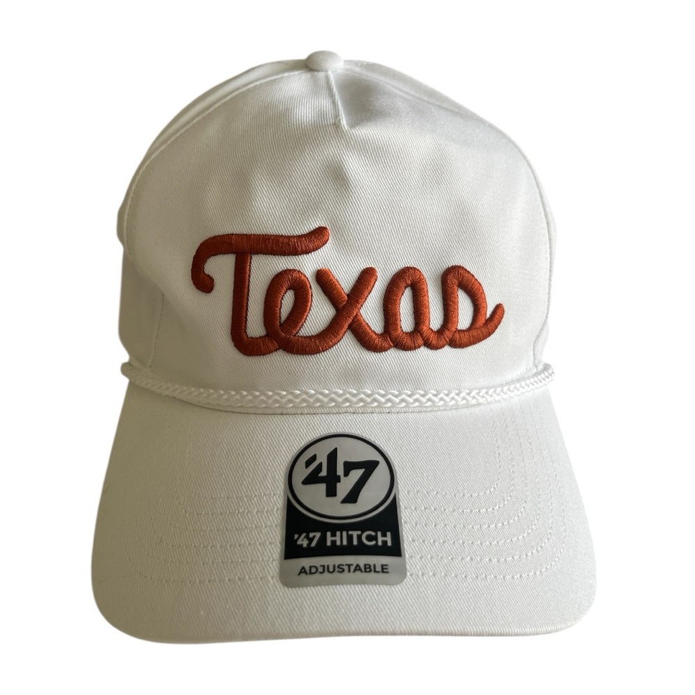 NWOT - ‘47 Hitch Relaxed Fit Adjustable White Texas Longhorns Snapback Hat